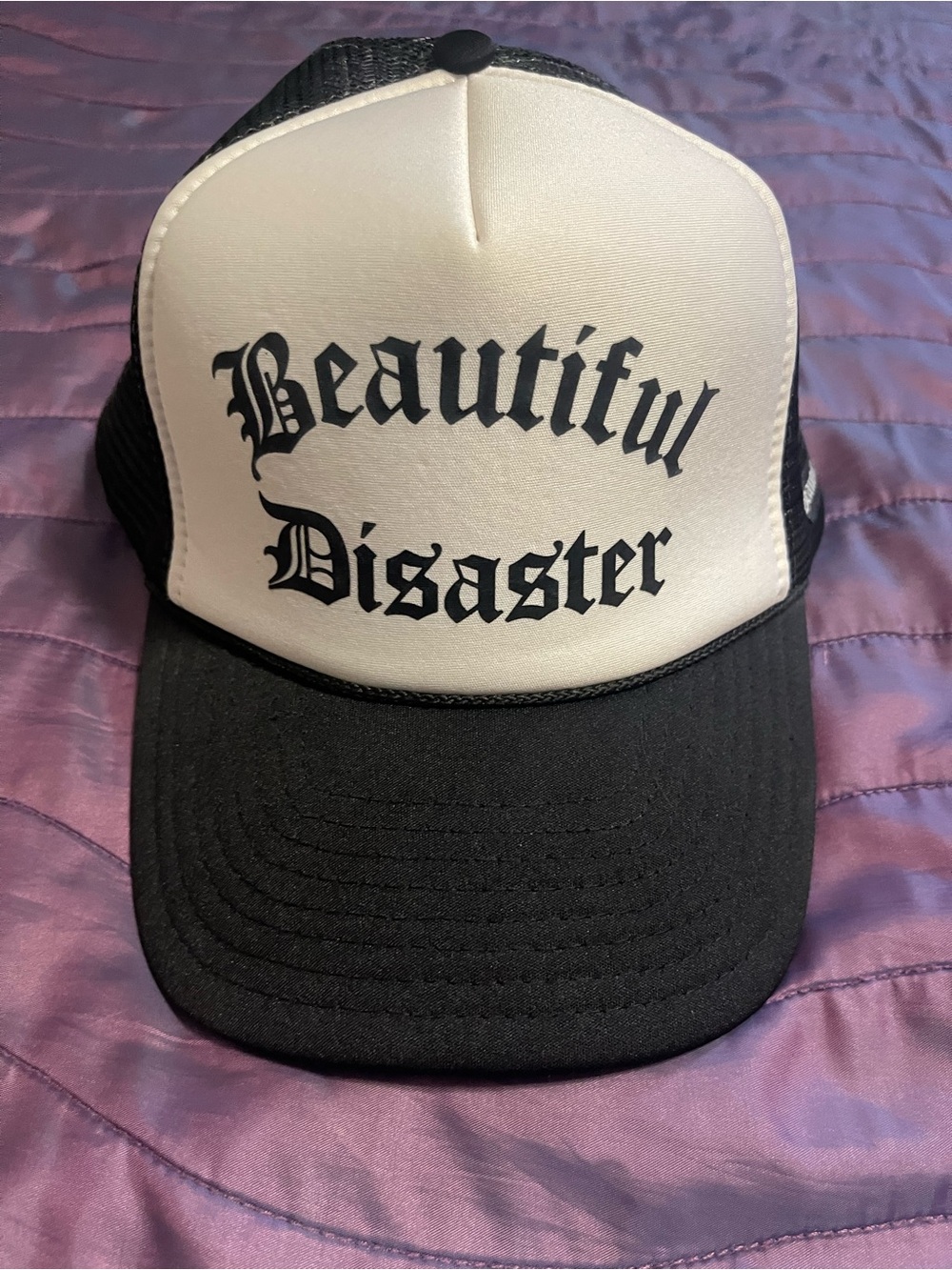 Beautiful Disaster Black & White Trucker Hat